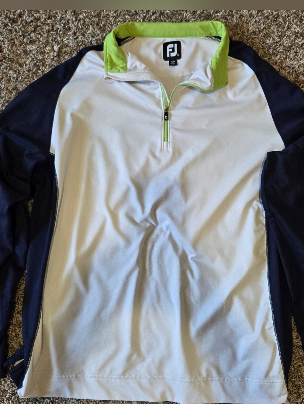 Footjoy 1/4 Zip Men's L White Colorblock Performance Golf Stretch Pullover SZ XL